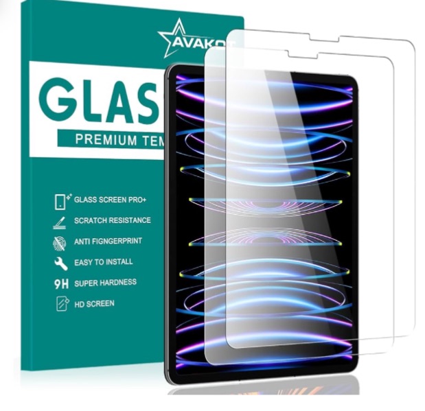 Photo 1 of avakot 2 Pack iPad Pro 12.9 Screen Protector | Tempered Glass Film Compatible with iPad Pro 12.9 Inch 5th/4th/3rd Generation | Anti- Scratch Sensitive Hardness Screen Protector for iPad Pro 12.9