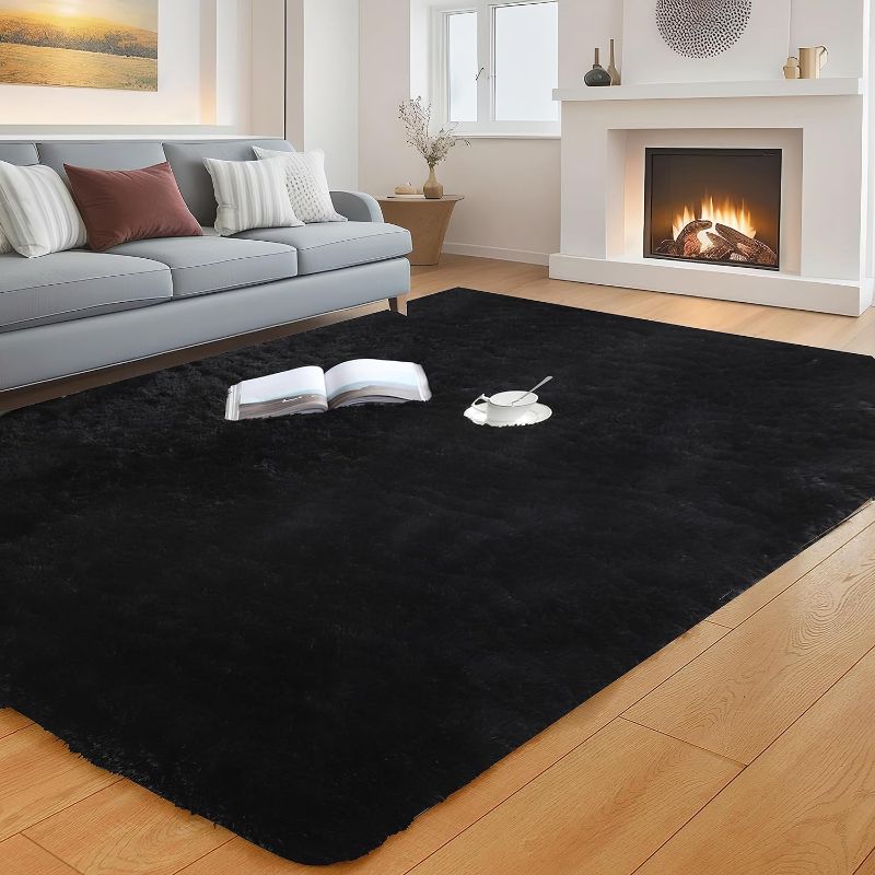 Photo 1 of 
Ultra Soft Thicken Area Rugs for Bedroom Living Room Fluffy Shaggy Rug 2x3 Feet Black Luxury Carpets for Home Decor Plush Non-Slip Area Rug for Kids Play...