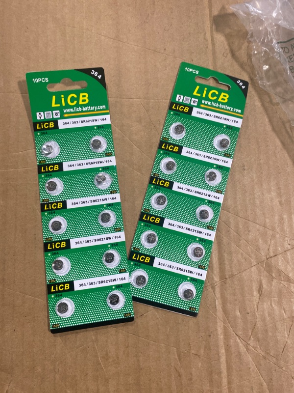 Photo 3 of LiCB 20 Pack SR621SW 364 164 363 AG1 Battery 1.5V Button Cell Watch Batteries