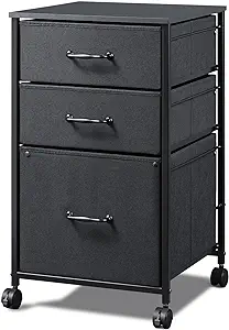 Photo 1 of DEVAISE Mobile File Cabinet, Rolling Printer Stand with 3 Drawers, Fabric Vertical Filing Cabinet fits A4 or Letter Size for Home Office, Black