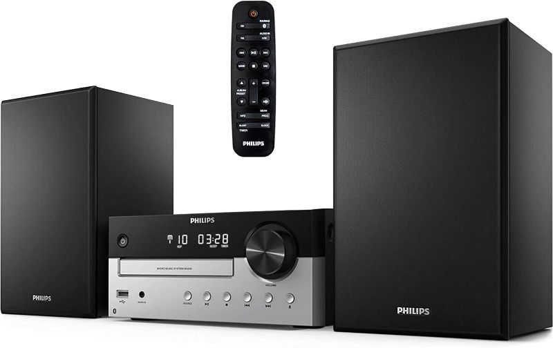Photo 1 of PHILIPS Bluetooth Stereo System for Home with CD Player, MP3, USB, Audio in, FM Radio, Bass Reflex Speaker, 60W, Remote Control Included
