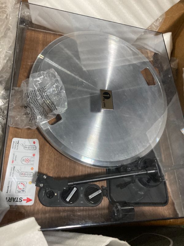 Photo 4 of 1 by ONE High Fidelity Belt Drive Turntable with Built-in Speakers, Vinyl Record Player with Magnetic Cartridge, Bluetooth Playback and Aux-in Functionality, Auto Off*****USED*******