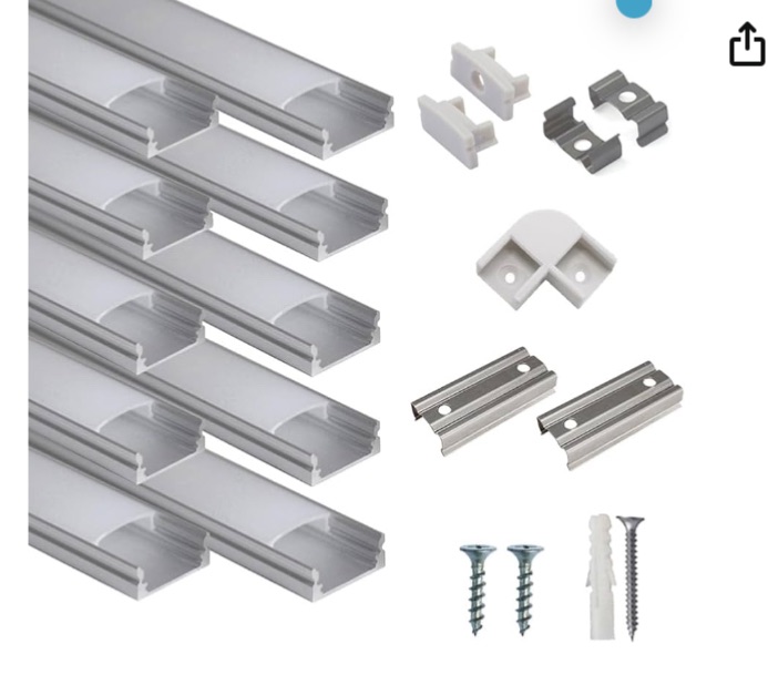 Photo 1 of 10-Pack 3.3ft/1Meter U Shape LED Aluminum Channel System with Milky Cover, End Caps and Mounting Clips, Aluminum Profile for LED Strip Light Installations, Very Easy Installation