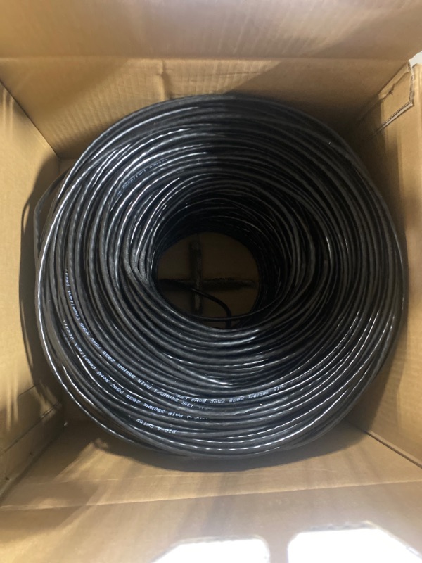 Photo 3 of Bulk Cat5e Cable 1000ft 24AWG Solid 4 Pair Cat5e Ethernet Cable, Unshielded Twisted Pair UTP 350MHz Internet Cable, Pull Box - Black 1000 ft Black