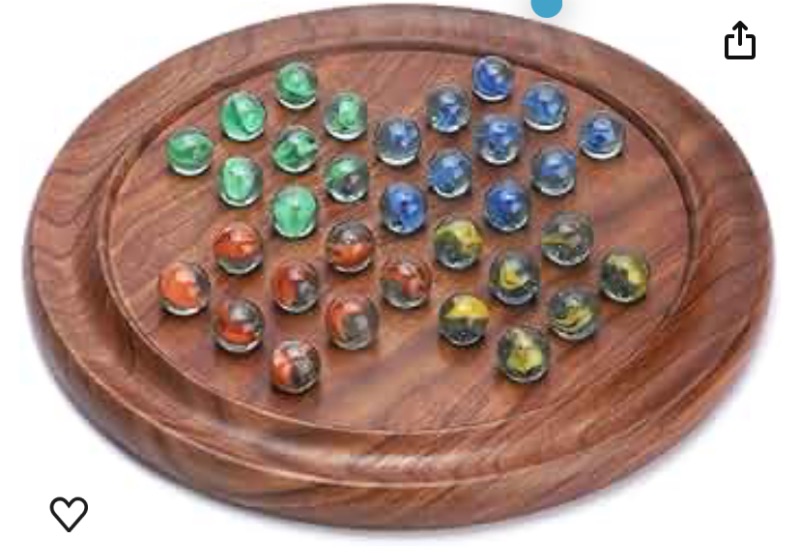 Photo 1 of Ajuny Wooden Handcrafted Solitaire Board Game with Marbles in 4 Colors Vintage Style Fun Family Tabletop Home Office Decorative Games for Kids and Adults 12 Inch