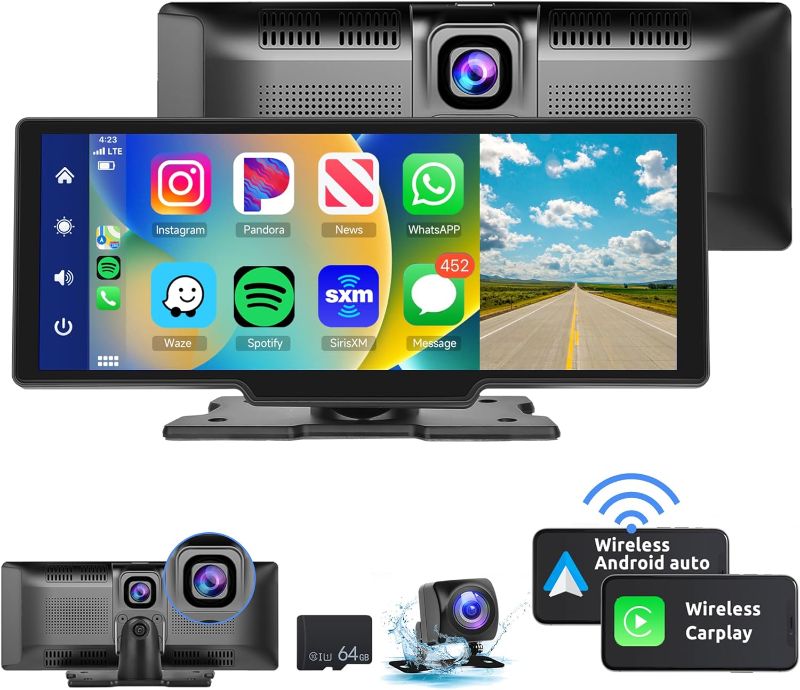 Photo 1 of 
9.3'' Portable Wireless Apple Carplay Screen with HD 2.5K Front and Rear Backup Camera,Podofo Android Auto Touch Screen Bluetooth Radio with GPS...