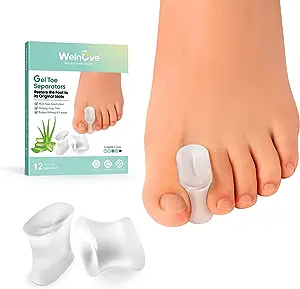 Photo 1 of Welnove 12-Pack Gel Toe Separators – Bunion Pads – Toe Spacers for Straightening Overlapping Toes for Men and Women - Transparent