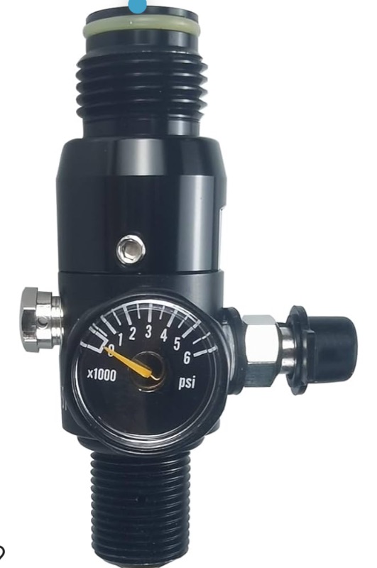 Photo 1 of 3000Psi Input,800Psi Output,5/8-18UNF Inlet and G1/2-14 Outlet Thread Paintball Air Tank Regulator with Gauge, Durable Aluminum Paintball Marker Regulator, HPA Cylinder Regulator(3000Psi Input)