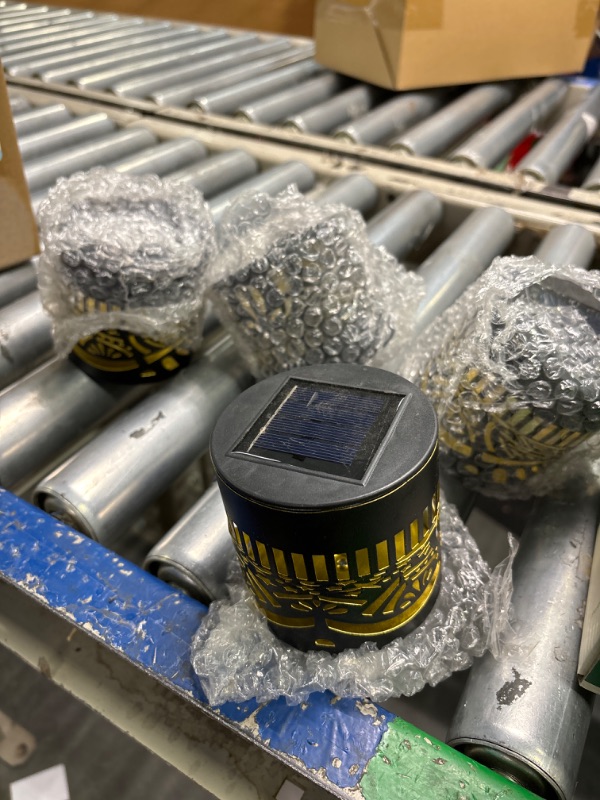 Photo 1 of 4 Pack Solar Fence Lights Solar Outdoor Wall Lights Metal Solar Powered Deck Lights Lotus Theme Waterproof Fence Solar Light for Garden Post Patio Backyard Yard Decor (Lotus, 4 Pack) 4 Pack Lotus