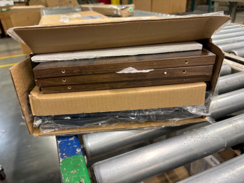 Photo 1 of Snughome Corner Shelf with Metal Frame, 3 Tier Rustic Corner Storage Organizer, Freestanding Corner Bookshelf Stand Display Rack for Kitchen, Living Room Rustic Brown 3-Tier