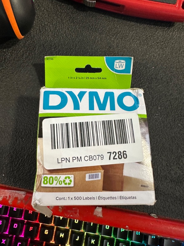 Photo 1 of DYMO Authentic LW Multi-Purpose Labels, DYMO Labels for LabelWriter Printers, Great for Barcodes, 1" x 2-1/8", 1 Roll of 500 Multipurpose Labels 500 labels