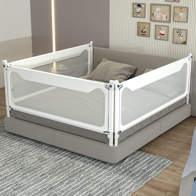 Photo 1 of FAMILL Upgrade Bed Guard Rail for Full Size Queen King Twin Bed for Toddlers and Baby (white,1 Piece,180cm