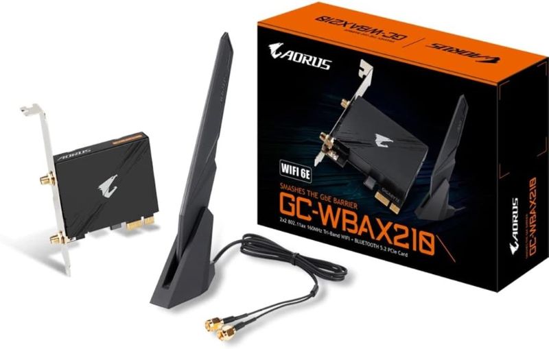 Photo 1 of GIGABYTE WiFi 6E GC-WBAX210 (2x2 802.11ax/ Tri-Band WiFi/Bluetooth 5.2/ PCIe Expansion Card)