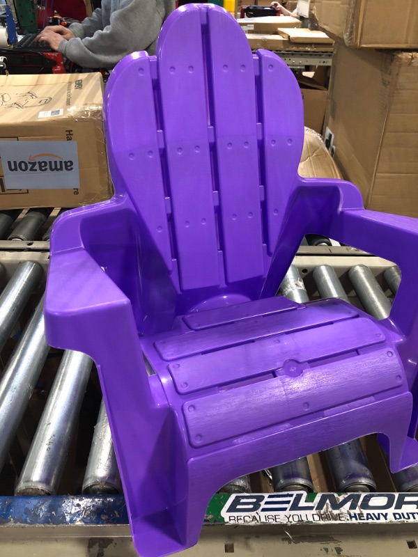 Photo 2 of American Plastic Toys Kids’ Adirondack Chairs (Pack of 4), Purple, Outdoor, Indoor, Beach, Backyard, Lawn, Stackable, Lightweight, Portable, Wide Armrests, Comfortable Lounge Chairs for Children Purple 4