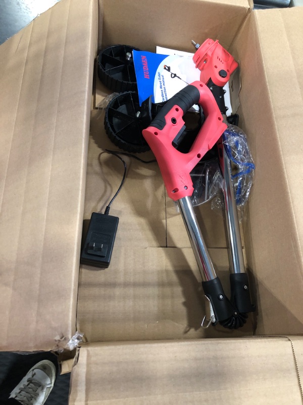 Photo 2 of **FOR PARTS**   Electric Weed Wacker Battery Operated, 21V Weed Eater Cordless 2x2.0 2Ah Battery Powered, 3 in 1 Grass Trimmer/Brush Cutter/Lawn Edger with 5 Types 26Pcs Blades Stringless Weed Trimmer for Garden Yard
