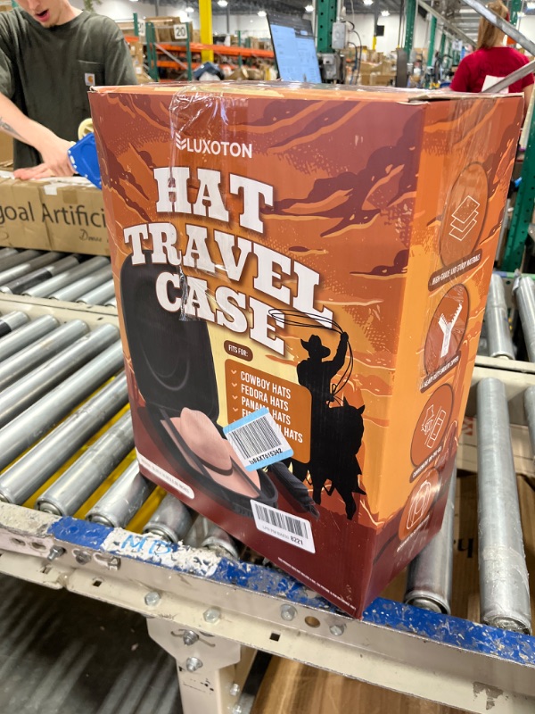 Photo 1 of Cowboy Hat Travel Case - Hat Case for Travel, Cowboy Hat Box Travel, Cowboy Hat Carrier Case for Travel, Cowboy Hat Holder for Travel - Includes Carrying Handle, Shoulder Strap, Luggage Strap - Medium (Hat Not Included)
