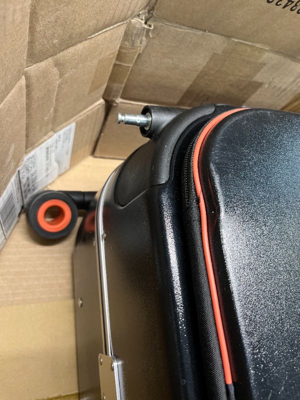 Photo 5 of **MISSING  A WHEEL***heavy used** Luggage Suitcase with Spinner Wheels, 24'' Checked Travel Luggage Aluminum Frame PC Hardside with TSA Lock & Cover - Black Hollow Wheel Black Hollow Wheel 24-inch