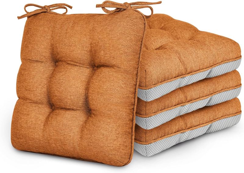 Photo 1 of **MISSING ONE** Love's cabin Memory Foam Chair Cushions Set of 4, Outdoor/Indoor Chair Pads for Dining Chairs 4 Pack, Seat Cushions for Kitchen, Dining Room, Office, Patio Chairs, 16x16 Terracotta
