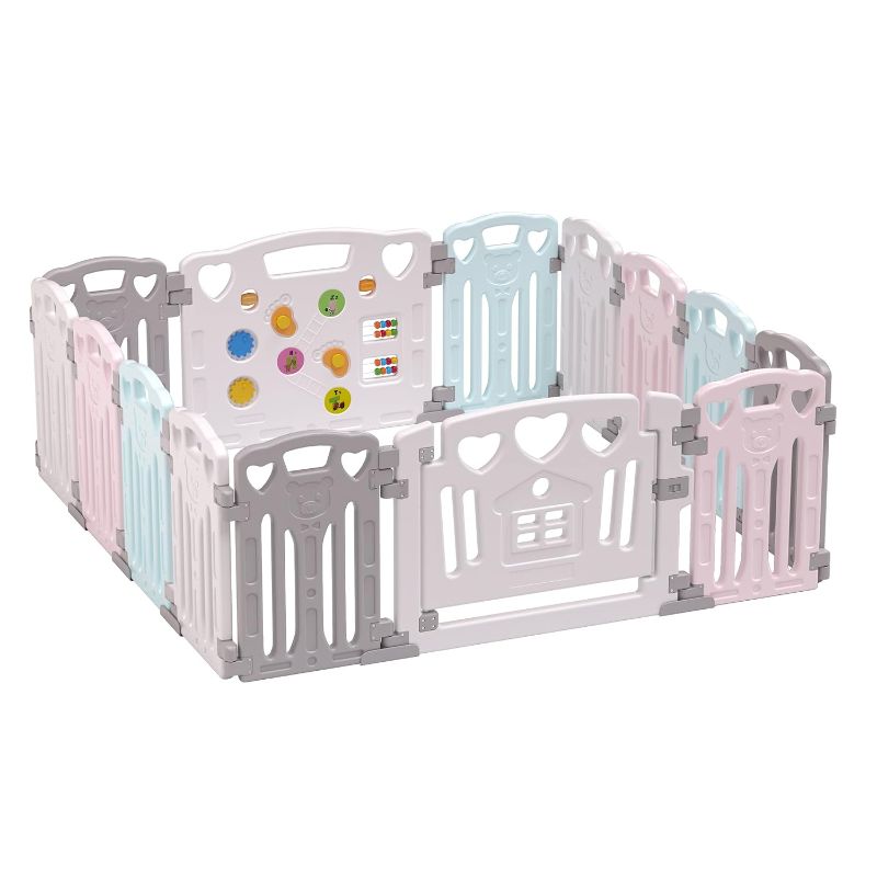 Photo 1 of Baby Playpen Kids Activity Centre Safety Play Yard Home Indoor Outdoor New Pen (multicolour) (White) (Macarons Classic Set 14 Panel)
