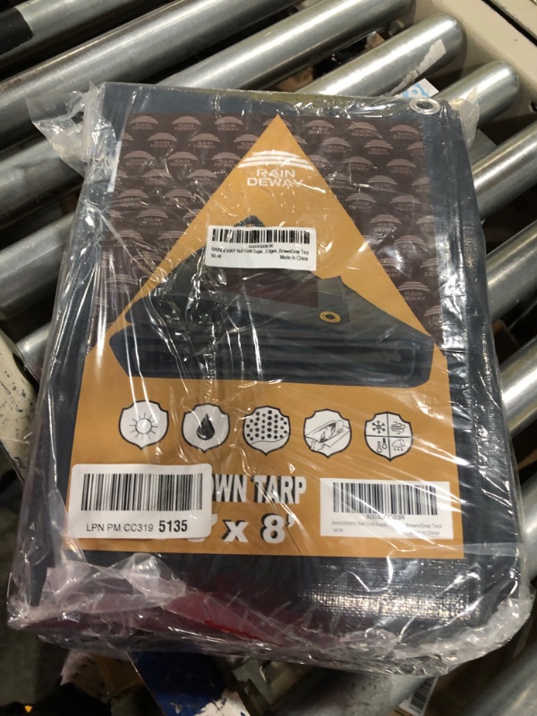 Photo 3 of RAINDEWAY 8x8 Feet Super Heavy Duty Tarp 18 Mil, UV Resistant, Weatherproof, Multipurpose Waterproof Poly Tarp with Grommets and Reinforced Edges, Brown/Gray Tarp Gray/Brown 8'x8'-Finished Size