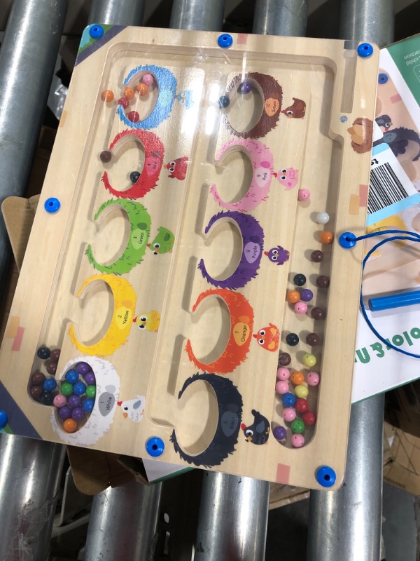 Photo 2 of Activities For Seniors With Alzheimers And Dementia,Magnetic Color and Number Maze, Wooden Magnet Board Montessori Sensory Toys for Elderly Patients Learning Color Sorting And Counting Fidget Games Big Bird