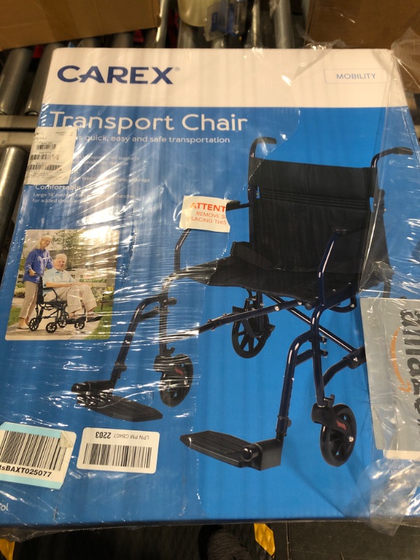 Photo 2 of ***BRAND NEW***Carex Transport Wheelchair With 19 inch Seat - Folding Transport Chair with Foot Rests - Foldable Wheel Chair and Lightweight Folding Wheelchair for Storage and Travel