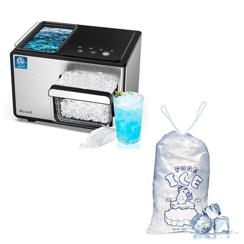 Photo 1 of 40lbs Nugget Ice Maker + 8 lb 50 Count Ice Bag Bundle
