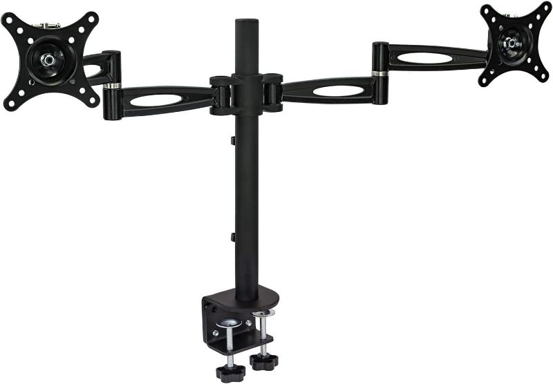 Photo 1 of ***STOCK PHOTO SIMILAR ITEM***Dual Monitor Mount Arms | Double Monitor Desk Stand | Fits 2 Computer Screens 19 20 21 22 23 24 27 Inches | Heavy Duty Full Motion | Sturdy Double C-Clamp Base | VESA 75 100 Compatible