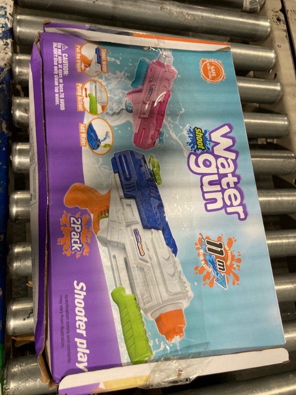 Photo 1 of 2 Pack Super Water Gun Water Blaster 1200CC High Capacity Water Soaker Blaster Squirt Toy Swimming Pool Beach Sand Water Fighting Toy (Pink & Blue) ***only 1***