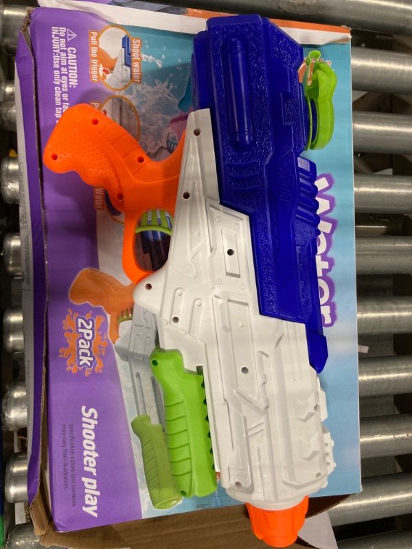 Photo 1 of 2 Pack Super Water Gun Water Blaster 1200CC High Capacity Water Soaker Blaster Squirt Toy Swimming Pool Beach Sand Water Fighting Toy (Pink & Blue) ***only 1***