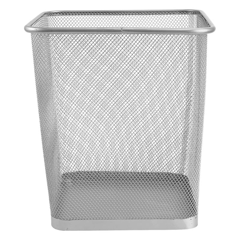 Photo 1 of  Waste Basket, Mesh Square Trash Cans Metal Wire Mesh Waste Basket Square Metal Trash Can Square Mesh Wastebasket for Kitchen Office Home Bedroom ? Silver ?