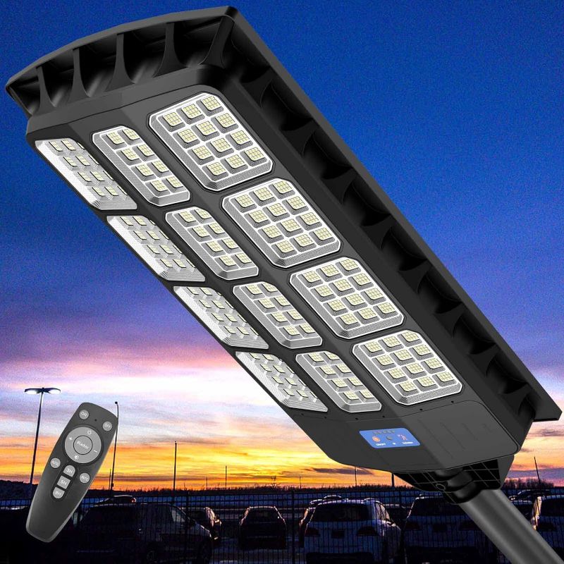 Photo 1 of 1600W Solar Street Light Outdoor Waterproof, 180000Lm 1536LEDs Solar Parking Lot Lights Dusk to Dawn with Motion Sensor Remote Control, LED Security Flood Lights for Yard, Barn, Path
