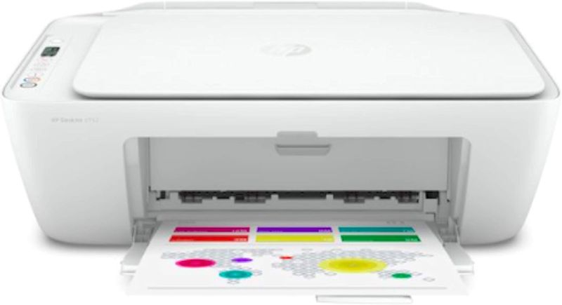 Photo 1 of HP DeskJet 2752e Wireless All-in-One Color Inkjet Printer for Home Business Office, White - Print Scan Copy - Icon LCD Display, 1200 x 1200 dpi, Dual-Band WiFi, Hi-Speed USB -4 Feet USB Printer Cable
