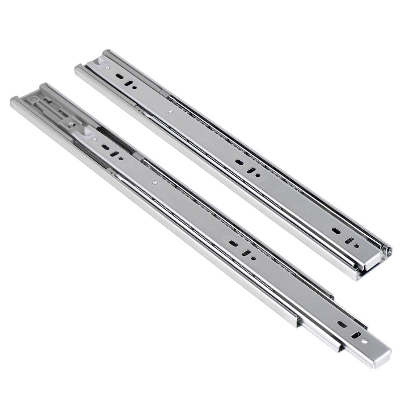 Photo 1 of 1 Pair 22 Inch 100 LB Capacity Full Extension Soft/Self Close Ball Bearing Side Mount Drawer Slides, 3 fold Full Stretch Side Hanging Drawer Rails