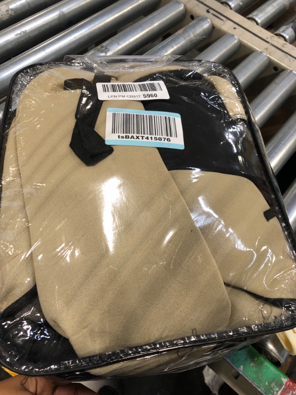 Photo 1 of FH Group Car Seat Covers Full Set Beige Black Cloth - Universal Fit, Automotive Seat Covers, Low Back Front Seat Covers, Airbag Compatible, Split Bench Rear Seat, Car Seat Cover for SUV, Sedan, Van Beige Full Set