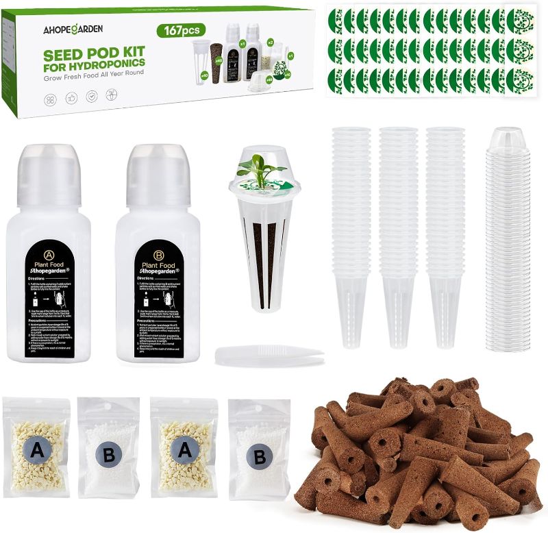 Photo 1 of 167pcs Seed Compatible with Aerogarden and All Brands for Indoor Garden Hydroponics Growing System with 40 Grow sponges, 40 Grow Baskets, 40 Covers, 40 Pod Labels, 6 A&B Plant Food