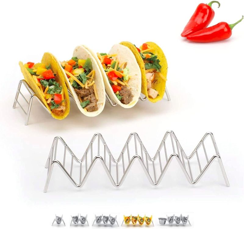 Photo 1 of 2 Lb Depot Stainless Steel Taco Holder Set - Stackable Taco Stand for 4-5 Hard or Soft Taco Shells - Dishwasher Safe Taco Rack Ideal for Taco Nights and Parties - Set of 2