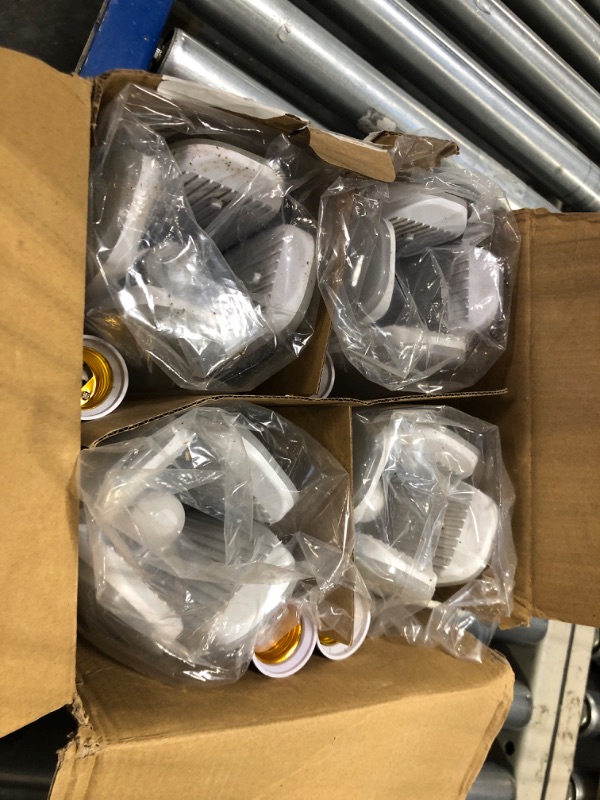 Photo 1 of (4 Pack) LED Garage Lights, 60W Trilights Ceiling, High Low Bay Deformable Adjustable 4 Led Light Bulbs 6000LM 6000K, Screw in Tribright Garage Lighting Fixture,CRI80 Daylight
