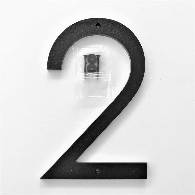 Photo 1 of 12 inch Large Modern House Numbers, black plastic with hardware included (2, Black)