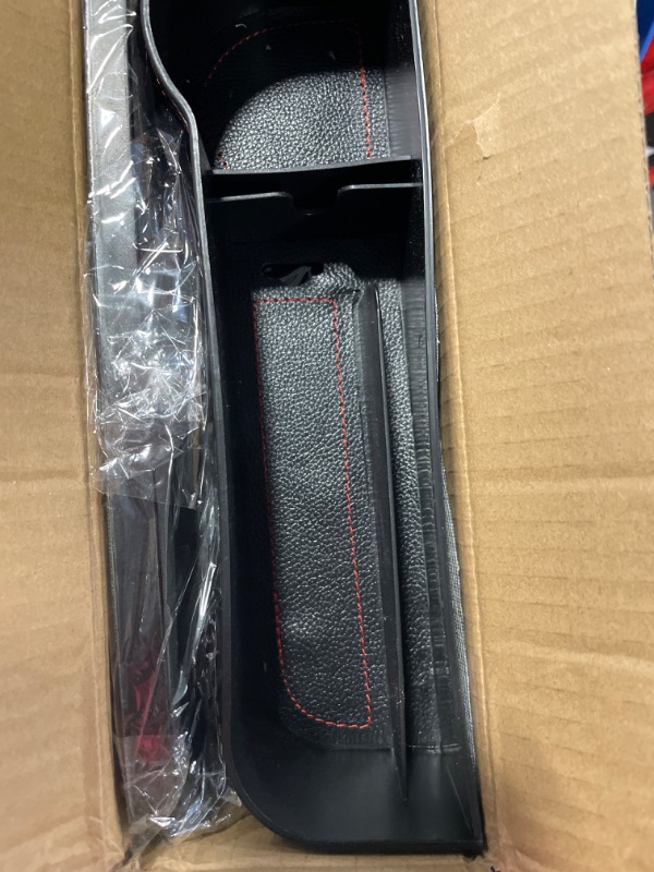 Photo 1 of Car Seat Gap Filler Organizer Between Front seat car Organizer and Storage Box, Auto Premium PU Leather Console with car seat Gap Organizer, Car Pocket for Interior Essentials (for 2 Side)+(2 Hook) 2PCS+2 Hook (Both Sides)