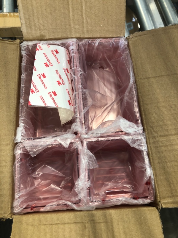 Photo 1 of 25 Pack Desk Drawer Organizer Set,Vanity and Desk Drawer Storage Bins,Clear Plastic Drawer Organizer Trays for Makeup,Office,Bathroom and Kitchen(pink) 25 Pack Pink