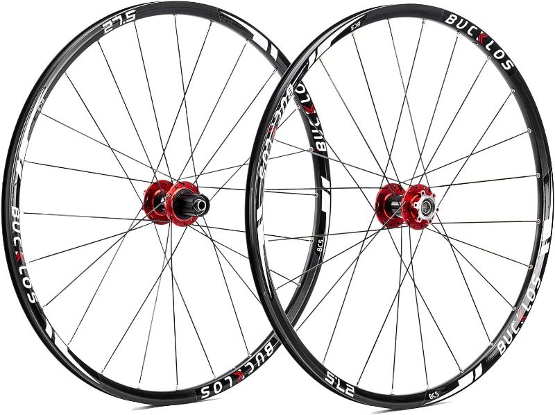 Photo 1 of BUCKLOS 26/27.5/29" Mountain Bike Wheelset, Carbon Hub MTB Wheels Quick Release Disc Brakes, 24H Low-Resistant Flat Spokes Bike Wheels fit 7-11 Speed Cassette