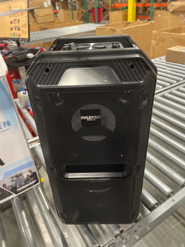 Photo 3 of ****USED***MISSING BACK ON THE REMOTE*** Pyle Portable 500W PA Speaker System - Outdoor Wireless Bluetooth Compatible Battery Powered Rechargeable Karaoke Sound Speaker Microphone Set w MP3 USB FM Radio AUX DJ LED Lights