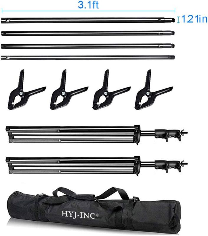 Photo 1 of  HYJ-INC 12ft x 10ft Photo Video Studio Heavy Duty Adjustable Photography Muslin Backdrop Stand Background Support System Kit with Carry Bag 4 Spring Clamps