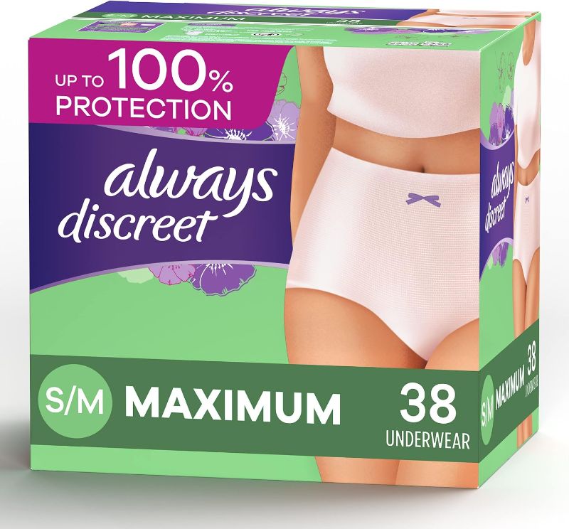 Photo 1 of (LARGE) 2 Packs Always Discreet Incontinence & Postpartum Incontinence Underwear for Women , Maximum Absorbency, Disposable, 38 Count