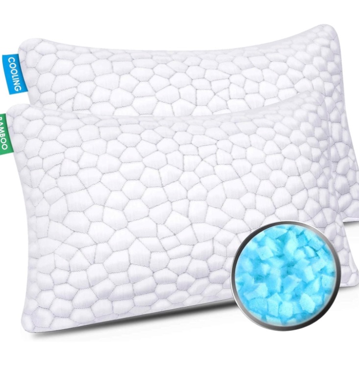 Photo 1 of Cooling Bed Pillows for Sleeping 2 Pack Shredded Memory Foam Pillows Adjustable Cool Pillow for Side Back Stomach Sleepers - Luxury Gel Pillows Queen Size Set of 2 with Washable Removable Cover