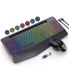 Photo 1 of KLIM Tandem Wireless Gaming Keyboard & Mouse Combo - New 2024 - Slim Durable Ergonomic - Light up Keyboard and Mouse Wireless - Long-Lasting
