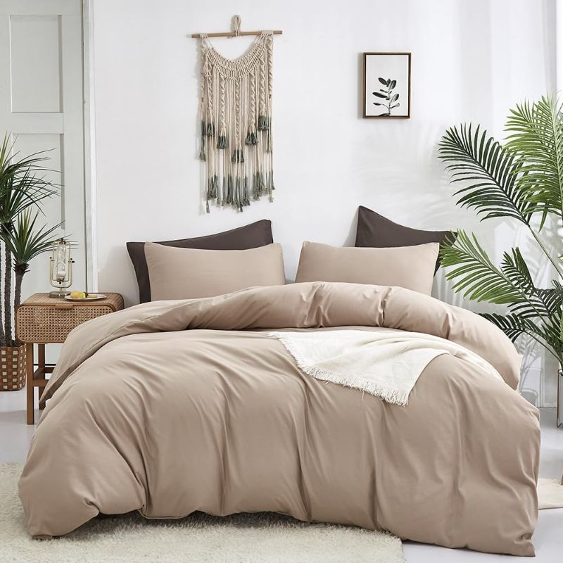 Photo 1 of CLOTHKNOW Khaki Comforter Set California King Taupe Bedding Comforter Sets Coffee King Comforter Light Brown Bed Comforter Sets Beige Comforter Soft Lightweight 3Pcs Tan Comforter Sets