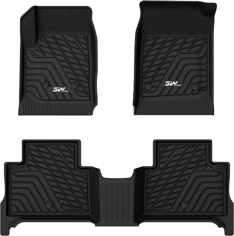 Photo 1 of **MISSING 2nd Row Custom Fit Accessories for Chevrolet/GMC, Black***3W Floor Mats Fit for 2015-2022 Chevy Colorado Crew Cab/GMC Canyon Crew Cab, Full TPE All Weather Chevy Colorado Car Mats 1st.