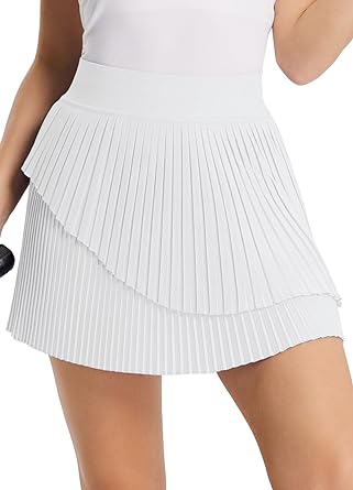 Photo 1 of **SIZE M*** BALEAF Womens Pleated Tennis Skirt Double Layered Flowy Golf Skorts High Waisted with Shorts Pockets Athletic Running